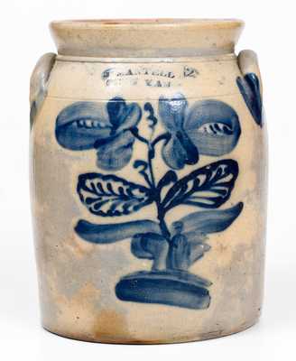 J. MANTELL / PENN YAN, NY Stoneware Jar with Elaborate Floral Decoration
