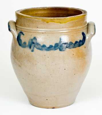 1/2 Gal. C. CROLIUS / MANUFACTUER / NEW-YORK Stoneware Jar w/ Brushed Decoration