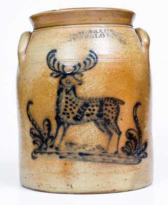 Fine C. W. BRAUN / BUFFALO, NY Stoneware Jar with Deer Decoration
