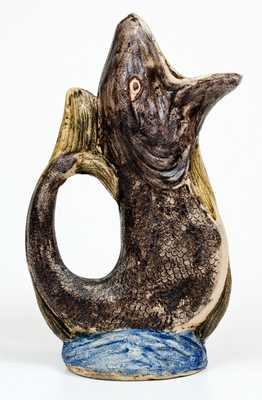 Rare Stoneware Spouting Fish Pitcher att. Anna Pottery or Texarkana Pottery