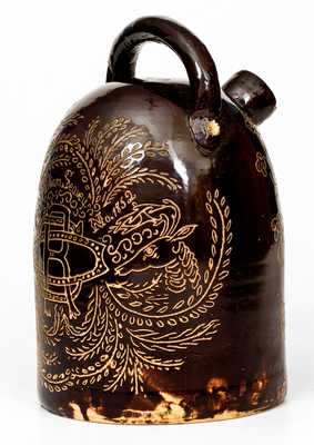 Exceptional Albany-Glazed Ohio Stoneware Harvest Jug, w/ Railroad Worker Inscription