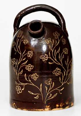 Exceptional Albany-Glazed Ohio Stoneware Harvest Jug, w/ Railroad Worker Inscription