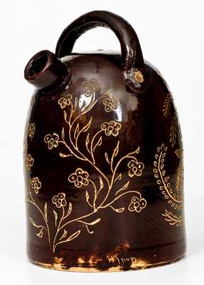 Exceptional Albany-Glazed Ohio Stoneware Harvest Jug, w/ Railroad Worker Inscription