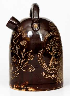 Exceptional Albany-Glazed Ohio Stoneware Harvest Jug, w/ Railroad Worker Inscription