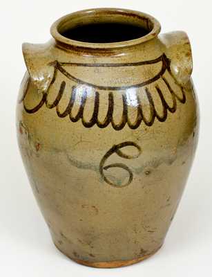 Fine 4 Gal. CHANDLER MAKer, Edgefield District, SC Stoneware Jar w/ Iron-Slip Decoration