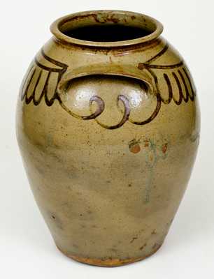 Fine 4 Gal. CHANDLER MAKer, Edgefield District, SC Stoneware Jar w/ Iron-Slip Decoration