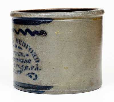 Western PA Stoneware Butter Crock with HUNTINGTON, W. VA Stenciled Advertising