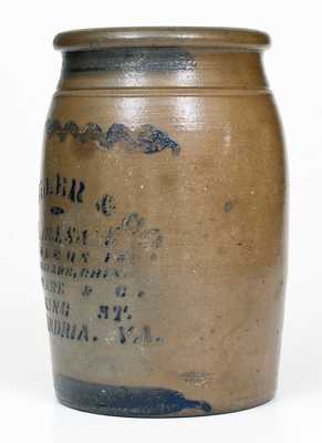 Western PA Stoneware Jar with E. J. MILLER & CO. / ALEXANDRIA, VA Stenciled Advertising