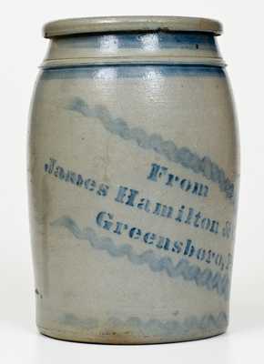 1 Gal. "From James Hamilton & Co. / Greensboro, Pa." Stenciled Stoneware Jar
