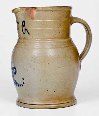 Fine 1/2 Gal. Stoneware Pitcher with Slip-Trailed Decoration, probably NJ