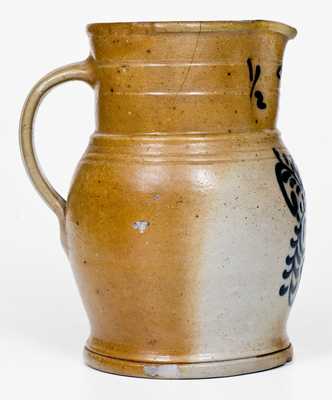 Fine 1/2 Gal. Stoneware Pitcher with Slip-Trailed Decoration, probably NJ