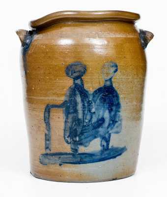 John Greenland, Connelsville, PA Stoneware People Crock