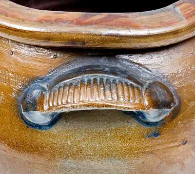 Extremely Rare Connellsville, PA Stoneware People Crock att. John Greenland, c1865-70