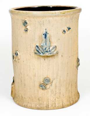 Extremely Rare HART / FULTON Stoneware Cooler w/ Stump and Frog Decoration