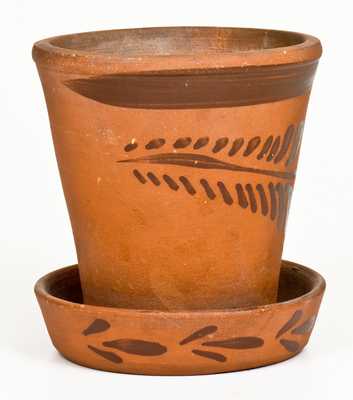 New Geneva, PA Tanware Flowerpot with Floral Decoration