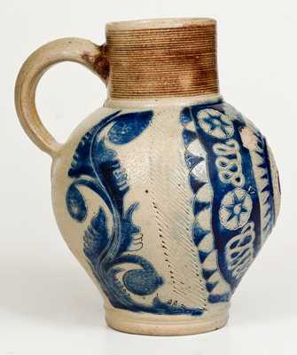 Westerwald Stoneware "GR" Jug w/ Incised Decoration, c1740
