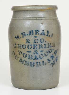 W. R. BEALL & CO. / CUMBERLAND, MD Stoneware Advertising Crock