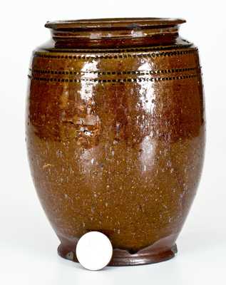 Glazed Redware Jar with Coggled Design, possibly Andrew Pitman, Stephens City, VA