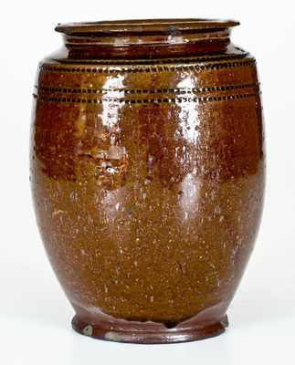 Glazed Redware Jar with Coggled Design, possibly Andrew Pitman, Stephens City, VA