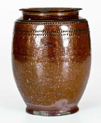 Glazed Redware Jar with Coggled Design, possibly Andrew Pitman, Stephens City, VA