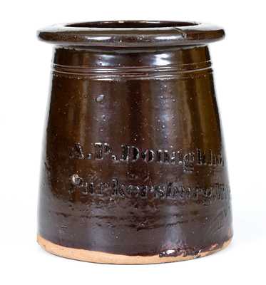 A. P. Donaghho / Parkersburg, WV Stoneware Canning Jar with Albany-Slip Glaze