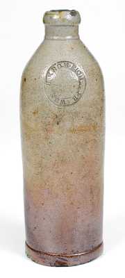 Very Unusual Lawrence Krumeich, Newark, NJ Stoneware Bottle circa 1840