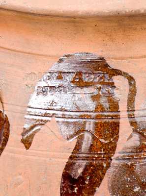 3 Gal. JOHN W. BELL / Waynesboro, PA Redware Jar with Manganese Decoration