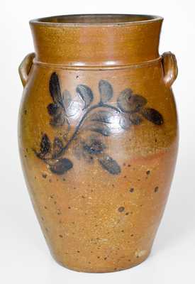 Fine 3 Gal. Rockingham County, VA Stoneware Jar with Floral Decoration, att. Coffman Family
