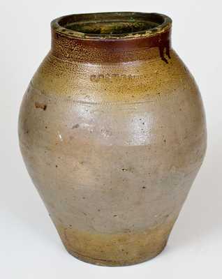 BOSTON Stoneware Jar with Iron-Slip Decoration, attrib. Frederick Carpenter, early 19th century