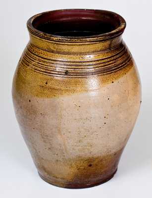 Att. Frederick Carpenter, BOSTON Stoneware Jar w/ Iron-Slip Decoration