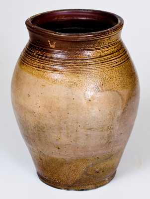 Att. Frederick Carpenter, BOSTON Stoneware Jar w/ Iron-Slip Decoration