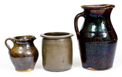Lot of Three: North Carolina Stoneware incl. Chatham Co. Canning Jar, Buncombe Co. Pitchers