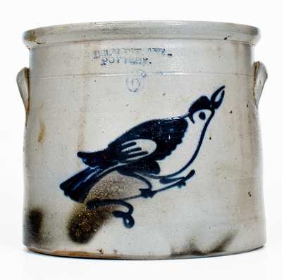 Rare BELMONT AVE. POTTERY (Newark, NJ) 6 Quart Stoneware Crock w/ Bird Decoration