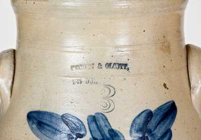 Rare 3 Gal. PRUDEN & OLCOTT / 185 DUANE ST. N.Y. Stoneware Churn