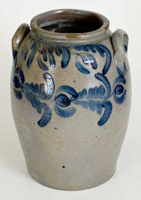 6 Gal. Baltimore Stoneware Jar w/ Elaborate Floral Decoration, c1830