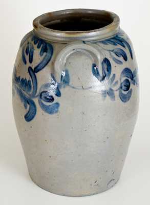 6 Gal. Baltimore Stoneware Jar w/ Elaborate Floral Decoration, c1830