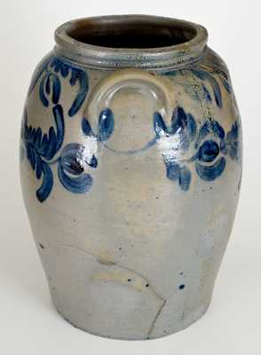 6 Gal. Baltimore Stoneware Jar w/ Elaborate Floral Decoration, c1830
