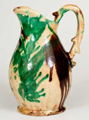 Fine Multi-Glazed Redware Wash Pitcher, Strasburg, VA, circa 1890