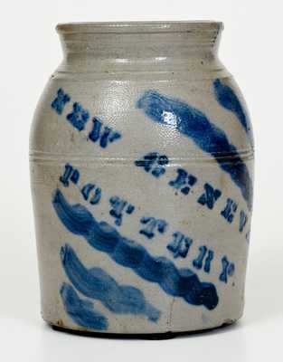 NEW GENEVA POTTERY Stoneware Canning Jar w/ Bold Brushed Striped Decoration