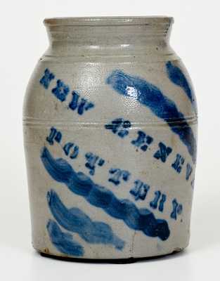 NEW GENEVA POTTERY Stoneware Canning Jar w/ Bold Brushed Striped Decoration