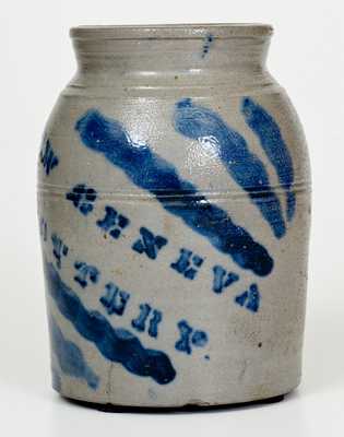 NEW GENEVA POTTERY Stoneware Canning Jar w/ Bold Brushed Striped Decoration