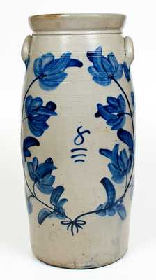 8 Gal. Western PA Stoneware Churn with Profuse Floral Decoration, probably Beaver County