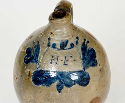 Fine and Unusual 1 Gal. Stoneware Jug Incised "H. F.," Manhattan, circa 1800