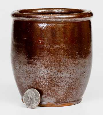 Rare Small-Sized, Glazed Redware Jar, Stamped 