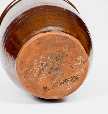 Rare Small-Sized, Glazed Redware Jar, Stamped 