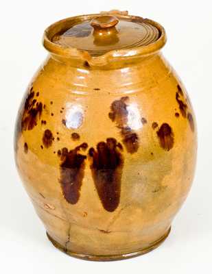 Fine New England Redware Stew Pot with Vibrant Glaze