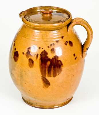 Fine New England Redware Stew Pot with Vibrant Glaze