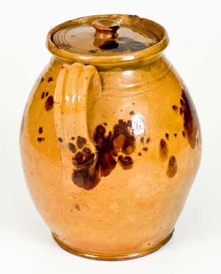 Fine New England Redware Stew Pot with Vibrant Glaze