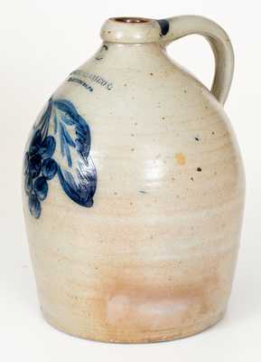 Fine 2 Gal. COWDEN & WILCOX / HARRISBURG, PA Stoneware Jug w/ Bold Grapes Design