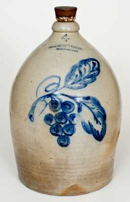 Rare 4 Gal. COWDEN & WILCOX / HARRISBURG, PA Stoneware Jug w/ Bold Grapes Design